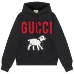 Gucci Black Hoodie with Lamb Print