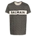 Balmain Flocked Monogram-pattern Logo T-shirt