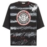 Balmain Graphic Print Oversized Black T-shirt