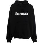 Balenciaga Destroyed logo Black Hoodie