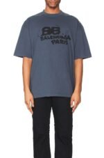 Balenciaga BB Hand-drawn Icon Navy T-shirt - Image 3